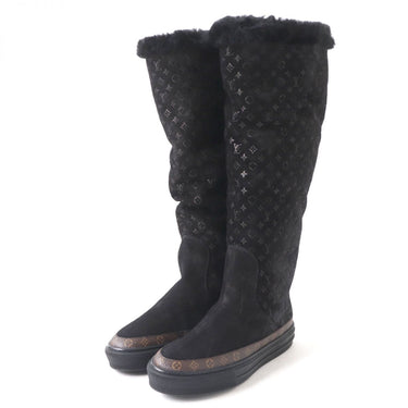 LOUIS VUITTON boots Mouton x Monogram Canvas black Women 35 Used Authentic